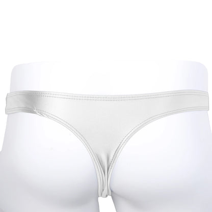 AMORESY Oceanus Men Glossy Stretch Low Rise T-shaped Briefs Gym Fitness Sport Comfort Breathable Thong Underpants Swimming Trunk