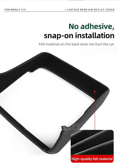 Leather Rear Screen Frame Protective ABS Cover for Tesla Model Y Juniper Launch 2025 2026 2027-Up Model 3 Highland 2024-UP Trim