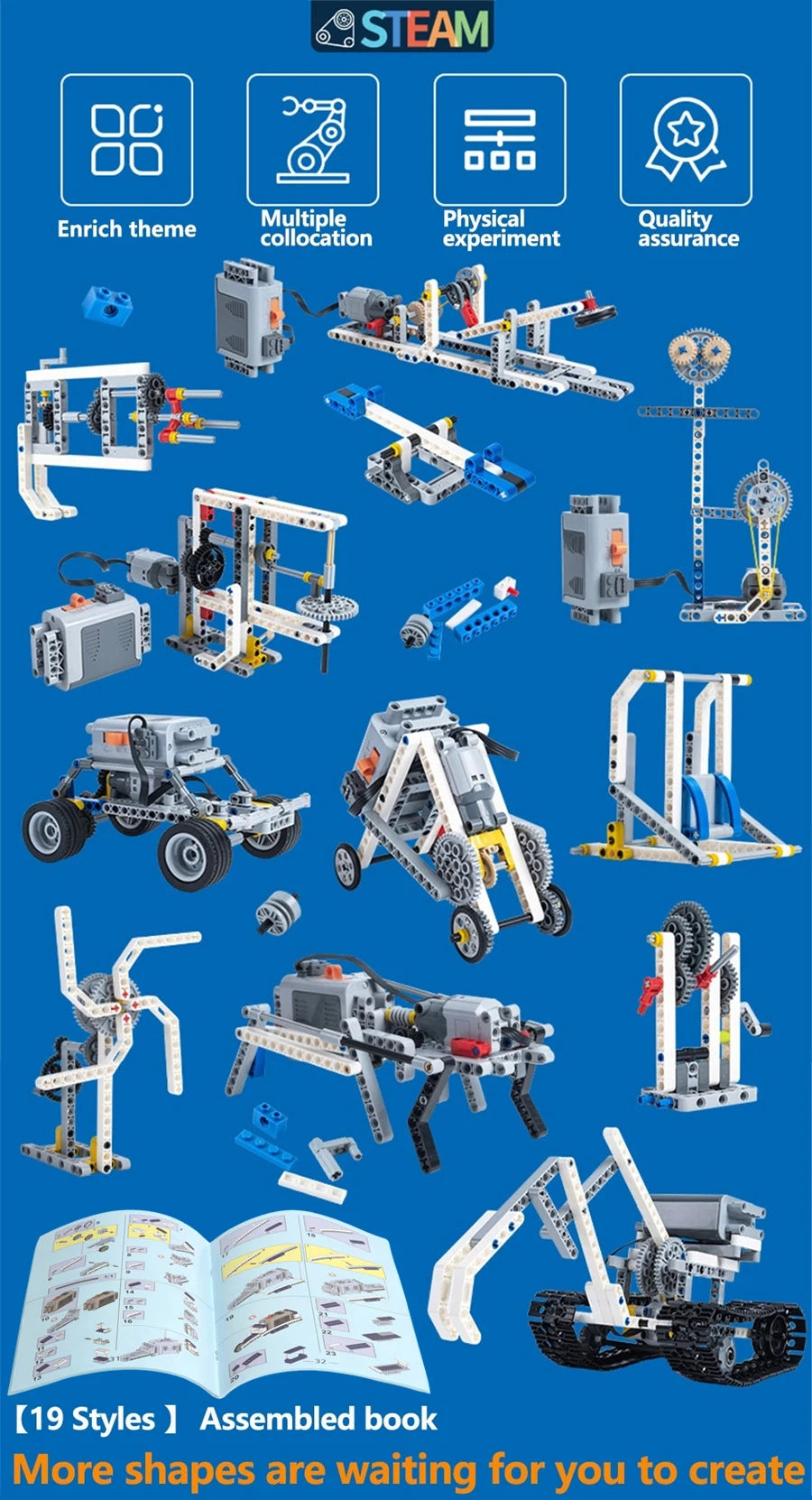 STEM MOC Building Set Technical Creative Assembly Bricks Educational DIY Model Learning Toy Holiday Gift