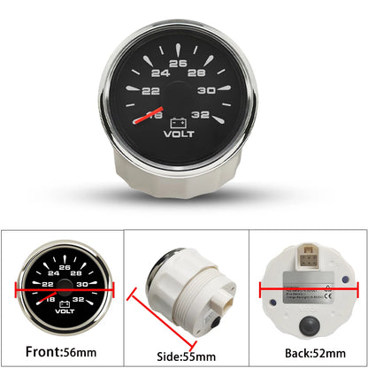 Rhaxel 52mm Voltmeter 8-16V 18-32V Gauge for Car Truck Yachts with 8 Color Backlight for Car Truck Tractors Vessels