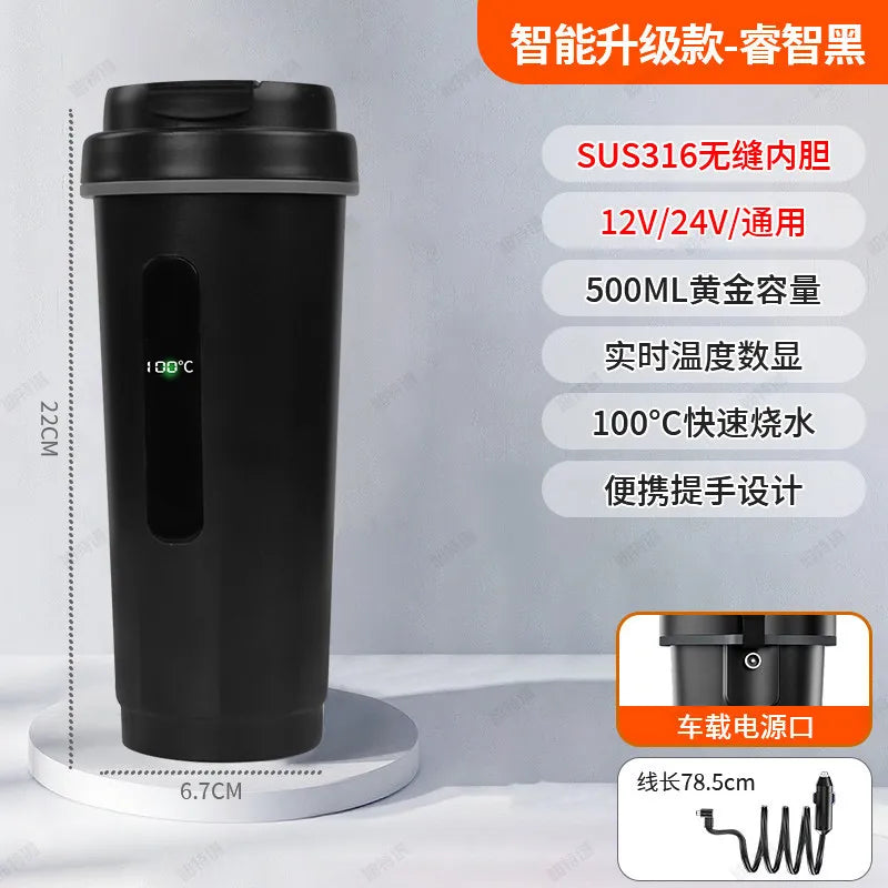 New Car Heated Water Cup - Smart Constant Temperature Digital Display Insulated Mug Multi-Functional Travel Heating Cup