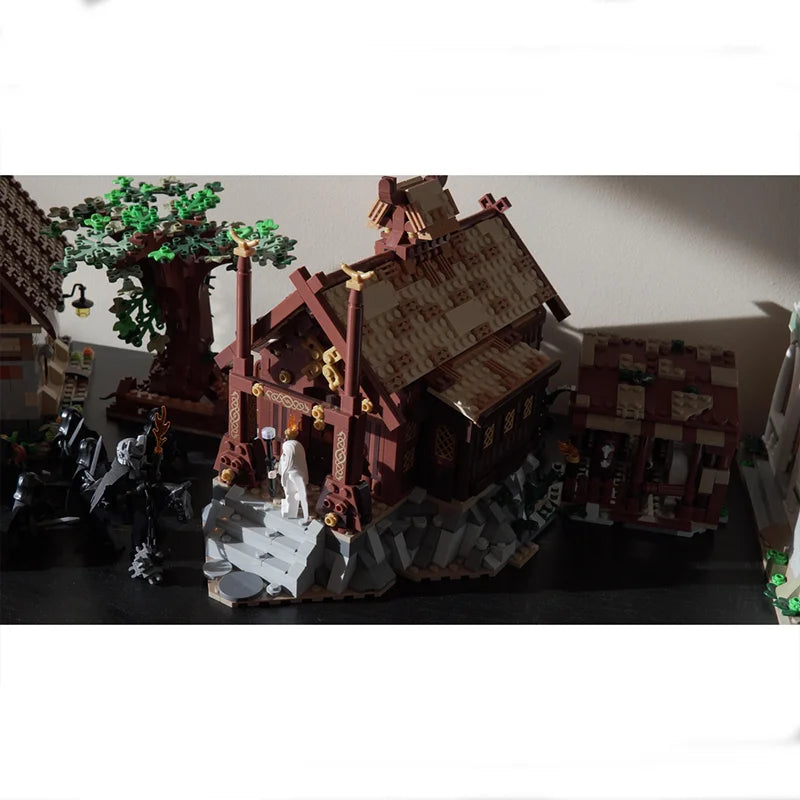 MOC Magic Ring Movie Medieval Building Blacksmith Shop Model DIY Assembly Building Blocks Toy Children's Gift