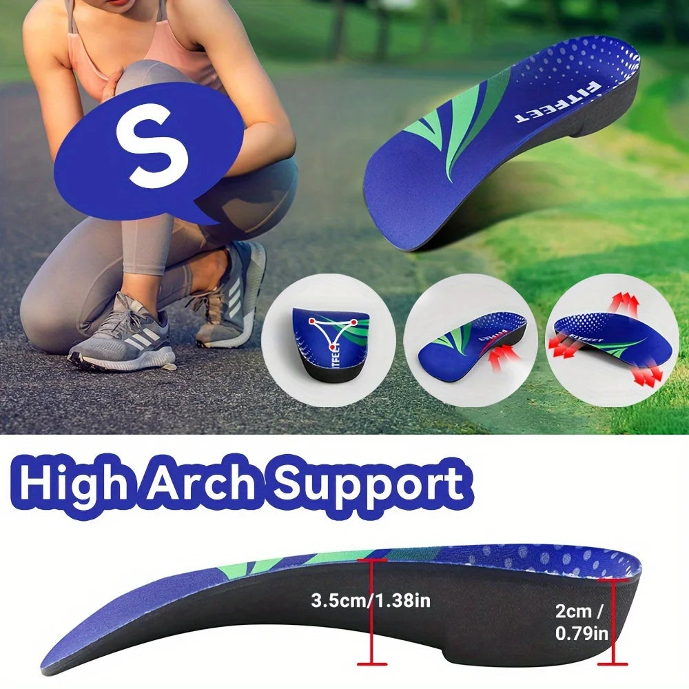 RooRuns Orthopedic Arch Support Shoes Insoles 3/4 Length Flat Feet Shoes Pads for Feet Plantar Fasciitis Heel Pain Relief Unisex
