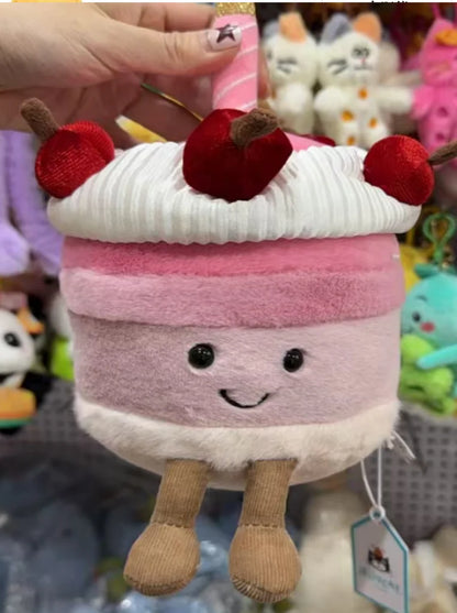 High Quality Smile Cake Plush Toys Soft Stuffed Dessert Dolls with Candle Cherry Birthday Xmas Gift For Kids Cuddly Party Decor