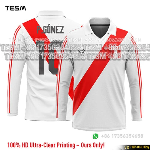 TESM Summer Men Long Sleeve 3D Printed Polo Shirt V-Neck Sports T-Shirt  Team Sports Training Shirts