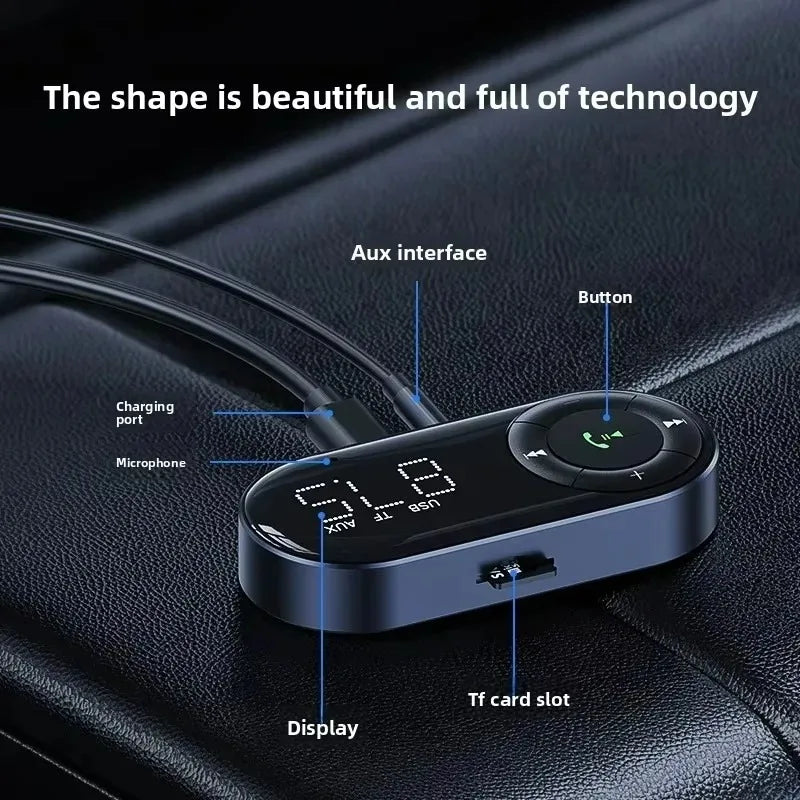 Car FM Receiver for Car Bluetooth Audio Receiver Car Hands-free Music Receiver Display Bluetooth 5.3 FM Transmitter