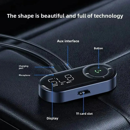 Car FM Receiver for Car Bluetooth Audio Receiver Car Hands-free Music Receiver Display Bluetooth 5.3 FM Transmitter