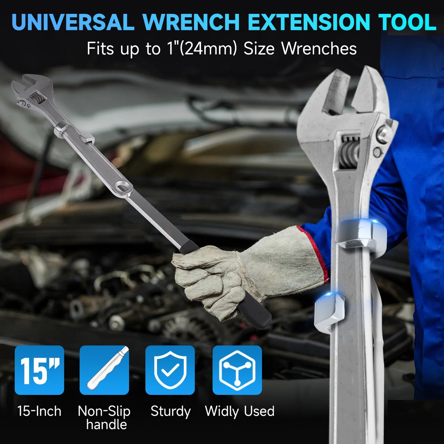 Wrench Extender Tool Bar Electroplating Spanner Torque Amplifier Device for Mechanics for Extra Leverage for Tighten Nuts Bolt