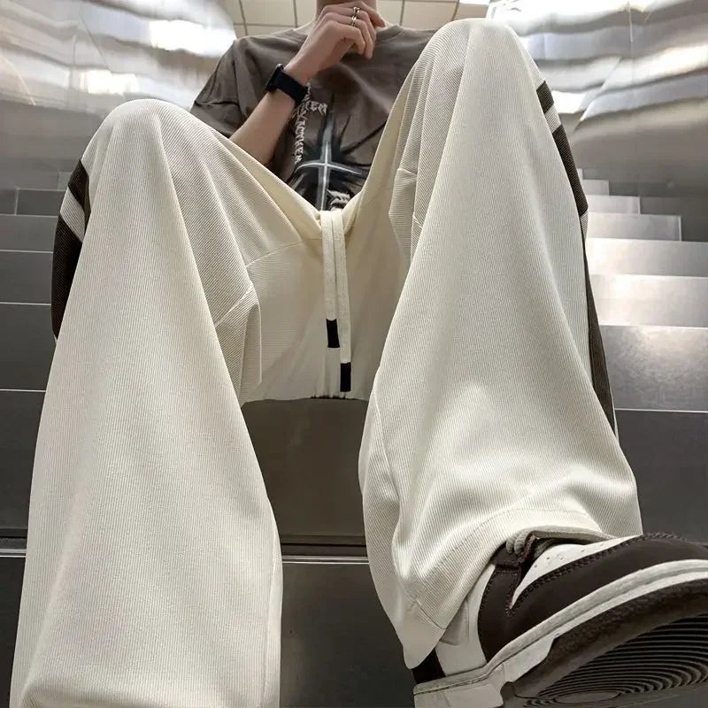 Man Sports Pants Thin Trousers Striped Straight Summer Xxxl Loose Sport Korean Popular Clothes Y2k Baggy Gym Sweatpants for Men