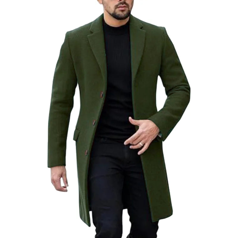Eu Size Men's Coat plus Lining Jackets Winter Travel Gentleman Top Coat Warm Oversized Single-breasted Men's M-3XL
