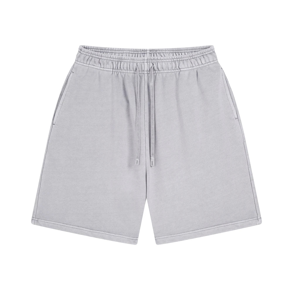 ZODF Fashion Summer Men 420gsm Washed Cotton Shorts Retro Unisex High Street Terry Knee Length Short Pants Streetwears HY0845