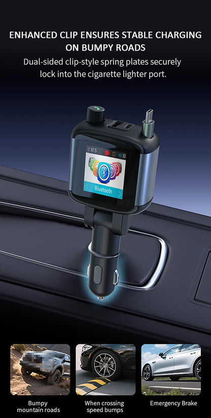 Color Screen Bluetooth FM Transmitter Car Charger 83W PD Fast Charger Car Radio with Mic For Wireless Hands Free Call MP3 Player