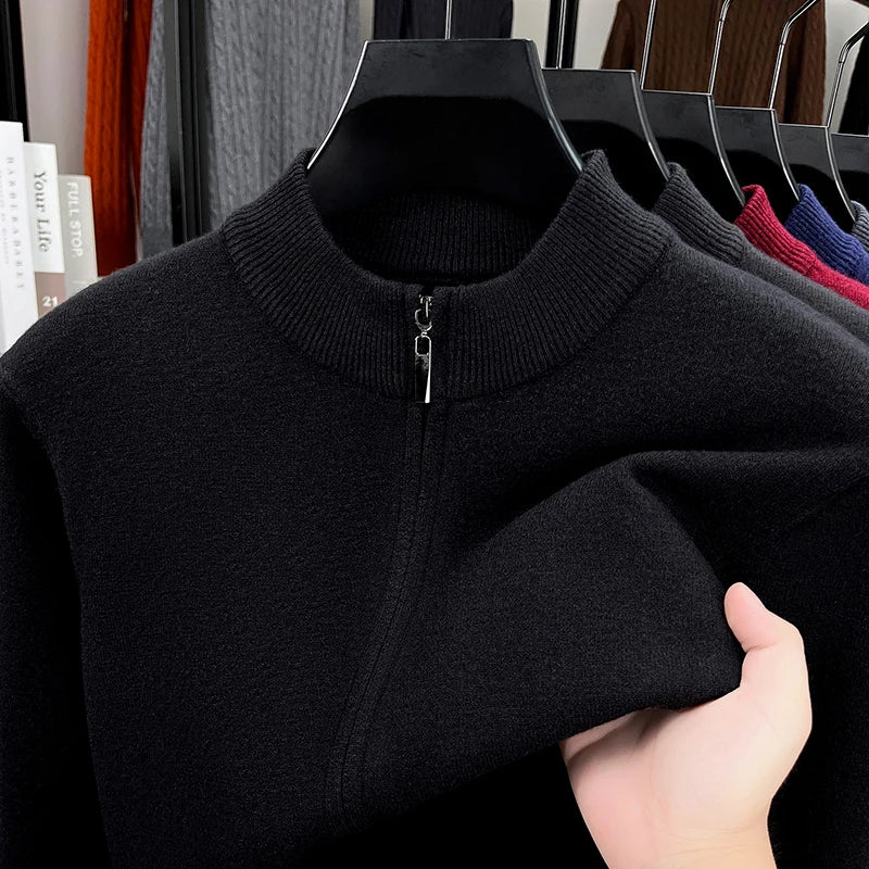 Light Luxury 2025 Knitted Cardigan Men's Winter New Trend Warm Sweater Jacket with Wool Sweater Zipper Sweatshirt