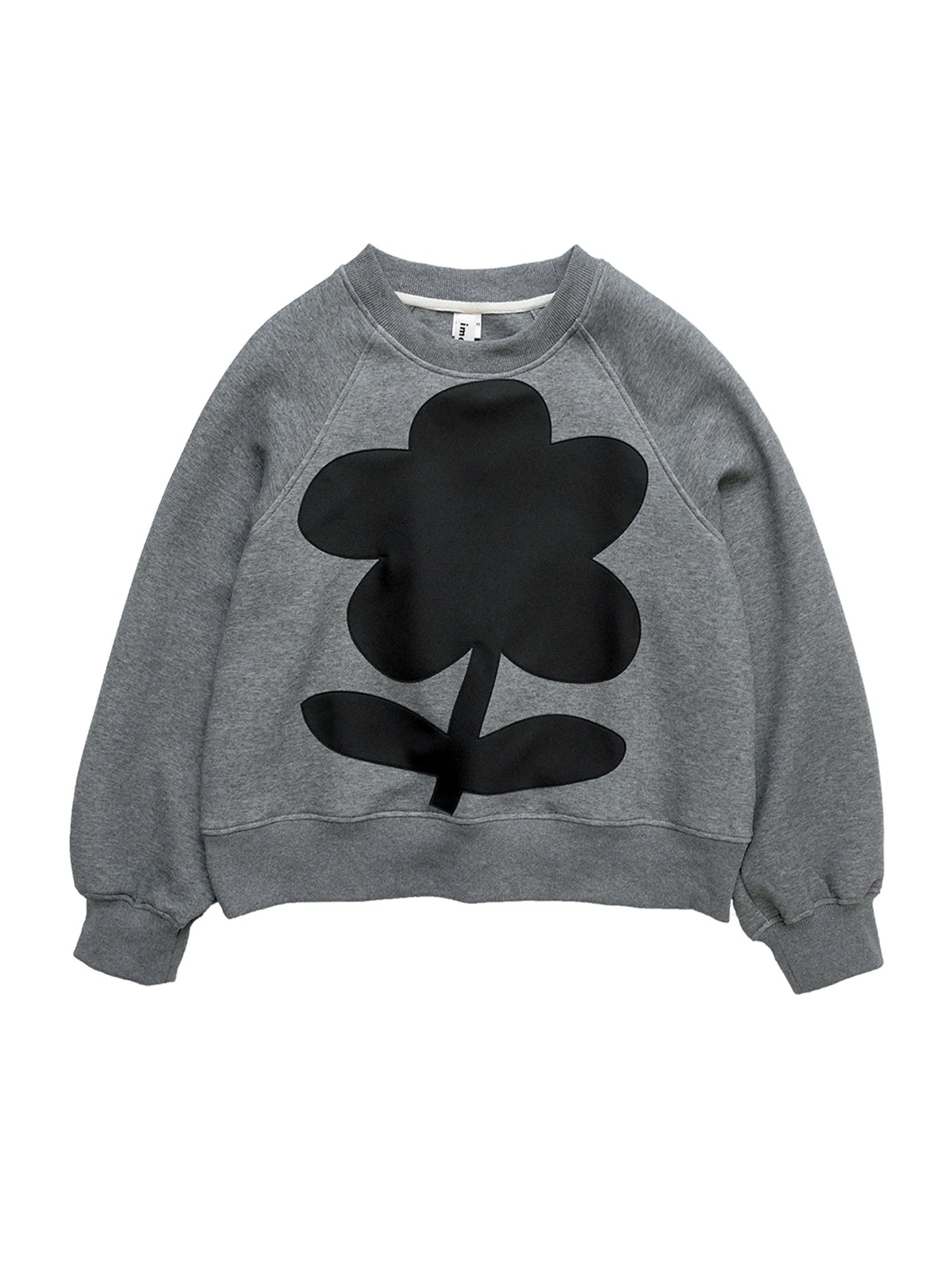 imakokoni 2025 New Original Air-Layer Floral Gray Age-Reducing Crew Neck Sweatshirt for Women 234270