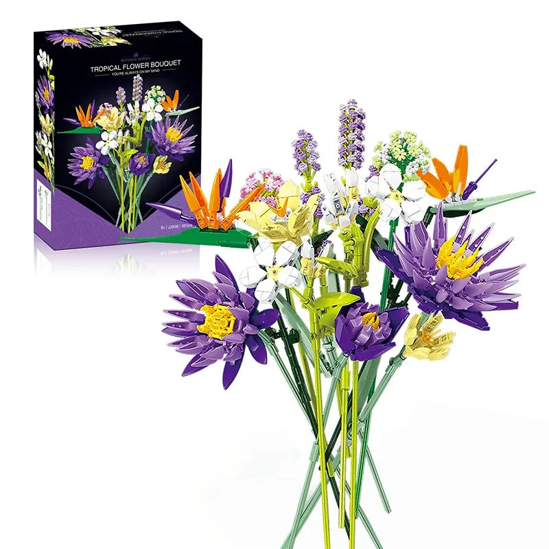 2026 New Moc 505 Pcs Bouquet Model Assembly Building Block Educational Adults Kid Toys Flowers Bricks Set Desktop Ornament Gifts