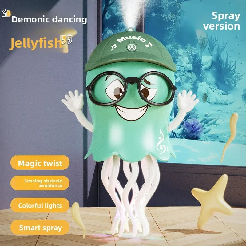 Dancing Jellyfish Toys for Kid Automatic Obstacle Avoidance Crawling Walking Electric Jellyfish with Light Music Christmas Gifts