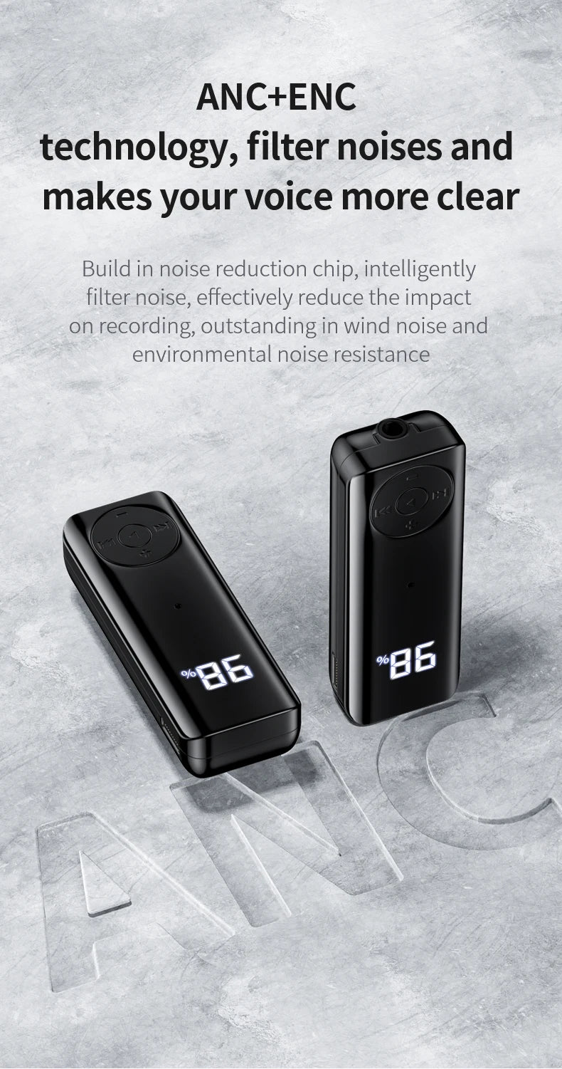 Bluetooth 5.3 Receiver Adapter Wireless Audio Adapter 3.5mm AV/AUX Jack ANC+ENC Active Noise Reduction Reciever For Car PC