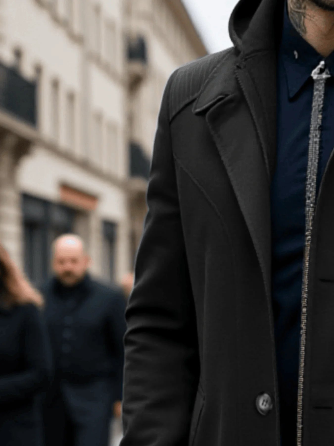 Men's Autumn/Winter Thickened Zip-Front Trench Coat Warm & Fashionable Simple Business Style for Commuting and Daily Wear