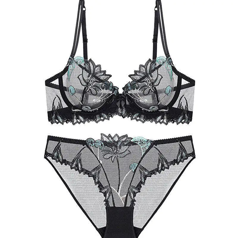 Sexy French Ultra Thin Lace Embroidery Underwire Bra Summer Minimizer Full Coverage Slimming For Busty Women Daily Wear 32-38ABC