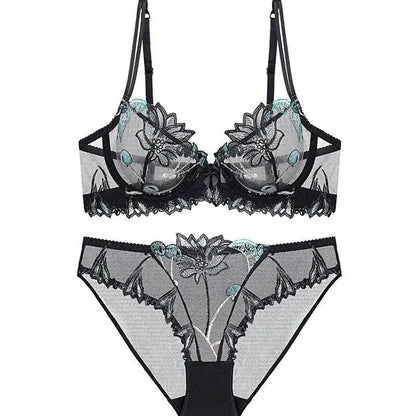 Sexy French Ultra Thin Lace Embroidery Underwire Bra Summer Minimizer Full Coverage Slimming For Busty Women Daily Wear 32-38ABC