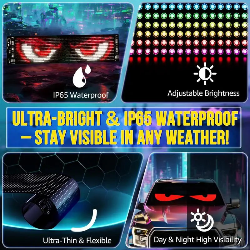 APP Remote Control Truck Devil Eye LED Pixel Panel Light 5V/2A DIY Custom Text Lighting Scrolling Foldable For Board Windshield
