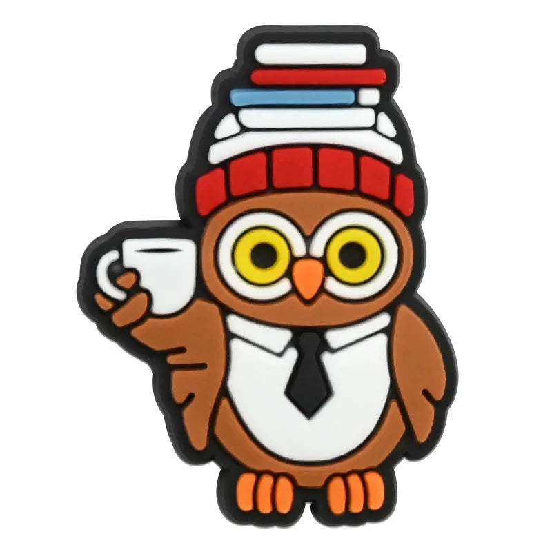 25-100Pcs Various Owl PVC Clog Buckle Charms Children Lovely Bird Garden Shoe Decorations DIY Wristband