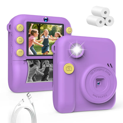 Kids Camera 1080P HD with Mini Thermal Printer Video Recorder Instant Print Photo Gift for Children