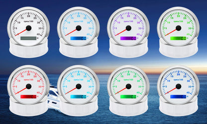 AD 85MM Tachometer with LCD Hour Meter For Marine Boat Car RPM Gauge 0-3000 4000 8000 RPM Meter Tach Sensor 7Colors Backlight