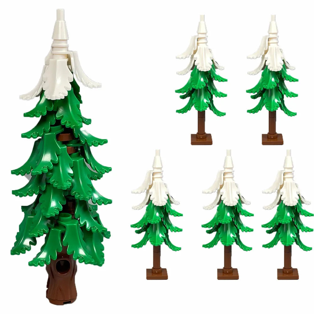 MOC Plant & Tree Parts: Green Grass, Pine Trees, Leaf Flowers & City Building Bricks Accessories - Assemble Blocks Kit