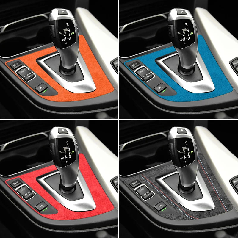 For BMW F30 F34 F36 Gear Shift Control Panel Trim Frame Decorative Sticker Made of Alcantara Car Interior Tuning Accessories