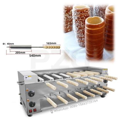 Commercial 16pcs Chimney Cake Roller Machine Gas and Electric Gas Chimney Cake Kurtos Kalacs Gas Oven Trdelnik Grill Machine