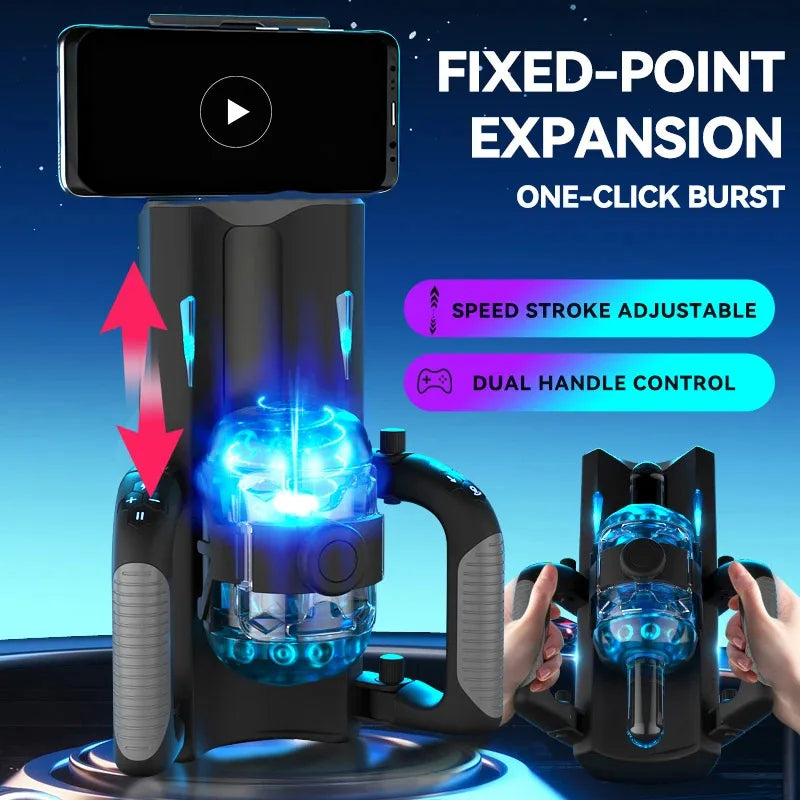 Fully Automatic Handle Masturbator 6-Segment Fixed-point Telescopic Male One-Key Burst Masturbation Cup Trainer Sex Toys for Men