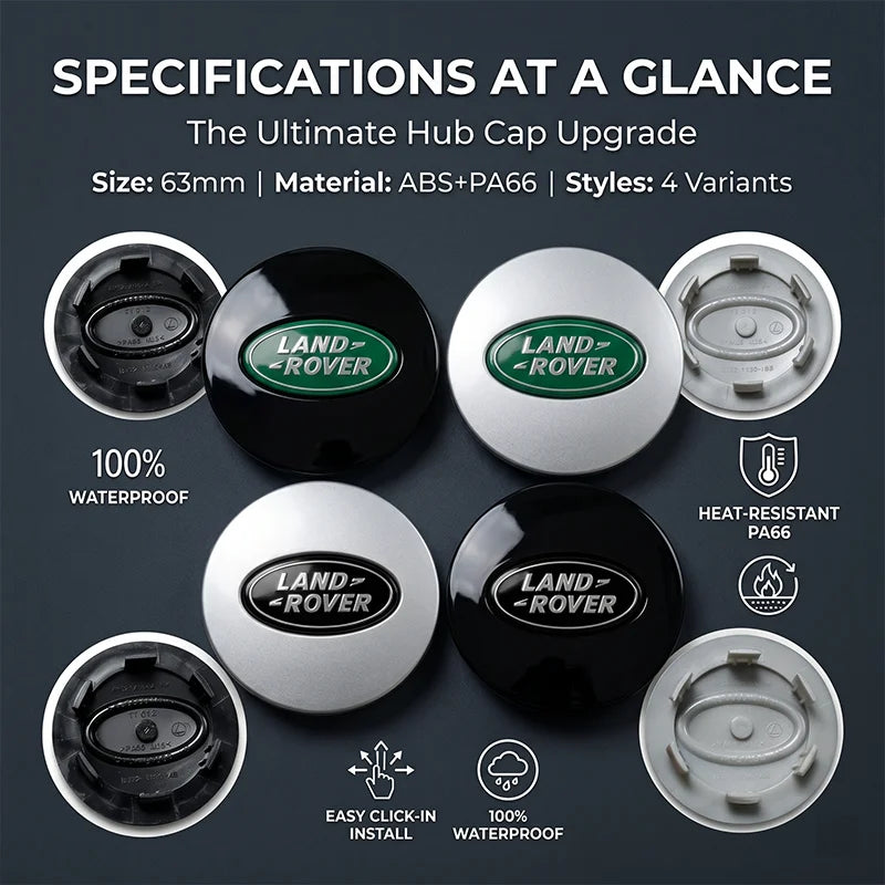 4Pcs Car Emblem Wheel Center Hub Cap Covers Auto Rim Cover For Land Rover Ranger Autobiography Freelander Evoque Rover Sport