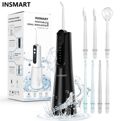INSMART Water Flosser Dental Portable Oral Irrigator Water Flosser Teeth Whitening Waterproof Water Floss 270ML Teeth Cleaner