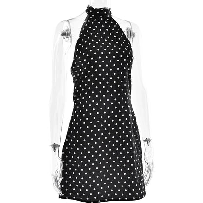 Tuularose Fashion Polka Dot Dress Vintage High Waist Sleeveless Backless Neck Lace-up Dress Sexy Party Luxury Women Dresses Y2k