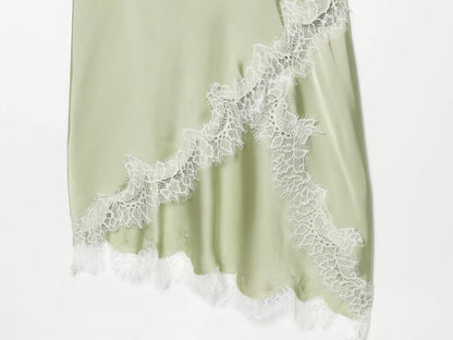 New Women Sexy Cut Out Dresses Solid Lace Spliced Short Cape Sleeve Asymmetric Midi Dresses Summer Ladies Elegant Party Dress