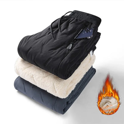 Men's Winter Thiened Fce Lined Casual Long Pants Windproof down Trousers Warm Cotton Pants Faionable Urban Sle