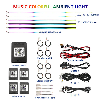 FOR YOUR CAR 6/18 in 1 Acrylic Car Ambient Light RGB 213 Color Symphony Acrylic APP Streamer Atmosphere Lamp Kit Sunroof light