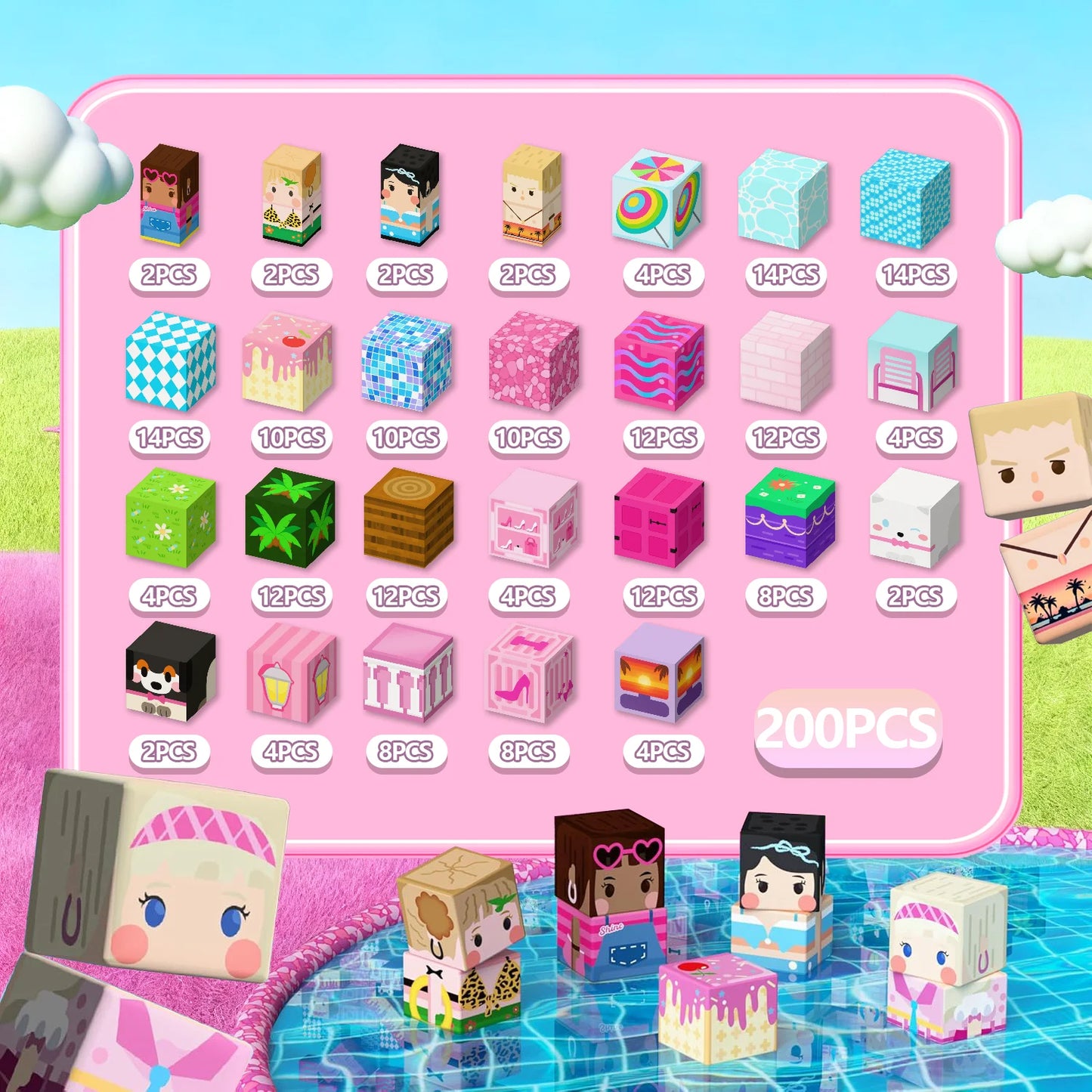 Magnetic Building Blocks Mine World Magnetic Pink Blossom Castle Brick Cube Toys Set STEM Sensory 2026 Gift for 3+ Boy Girl Kid