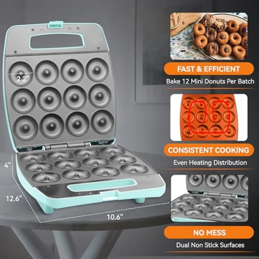 Mini Donut Maker Machine Bake 12 Mini Doughnuts Maquina Para Hacer Donas Perfect for Breakfast Snacks Desserts and More