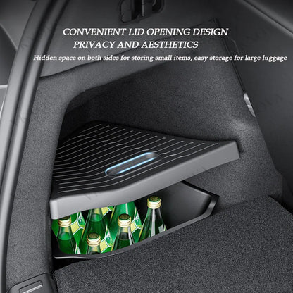 For Tesla Model YL Rear Trunk Side Storage Bucket Left Right Organizer Box Waterproof Car Cargo Storage Container AutoAccessorie