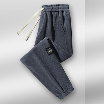 Men's Fleece Lined Thickened Loose Fit Casual Pants Autumn Winter Large Size Long Trousers Elastic Waist Workout Sweatpants