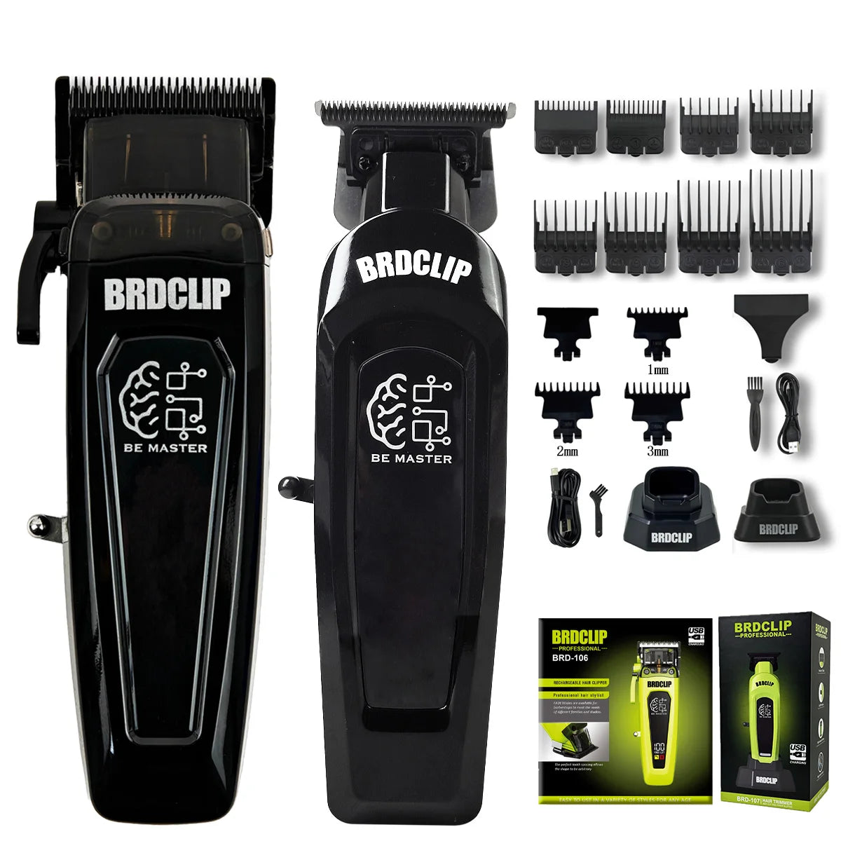 BRDCLIP Professional Barber Hair Cutting Machine Kit Base Charger 7500RPM Hair Clipper DLC Blade Salon Hair Trimmer for Men