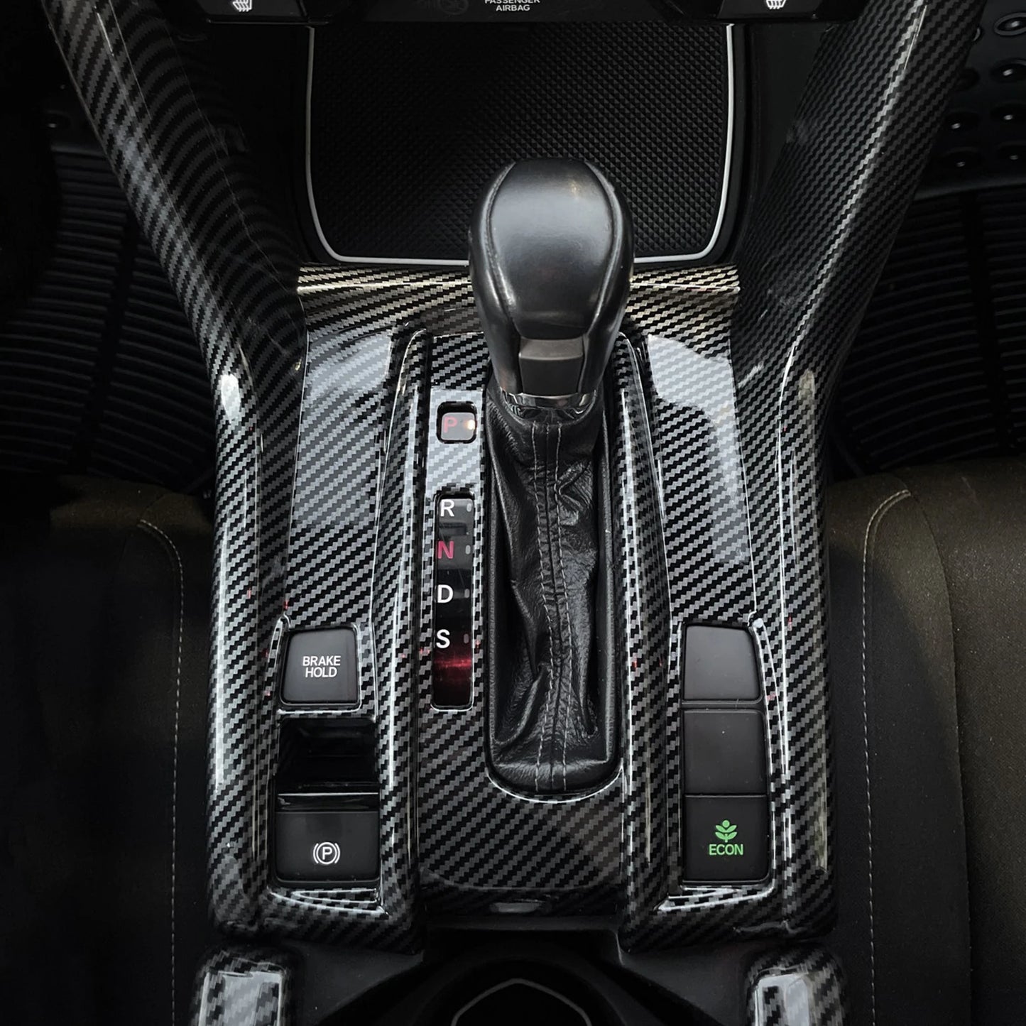 For Honda Civic 10th Gen (2016 -2021) Interior Accessories, Car Center Console Gear Shift Panel , Carbon Fiber ABS Trim Sticker