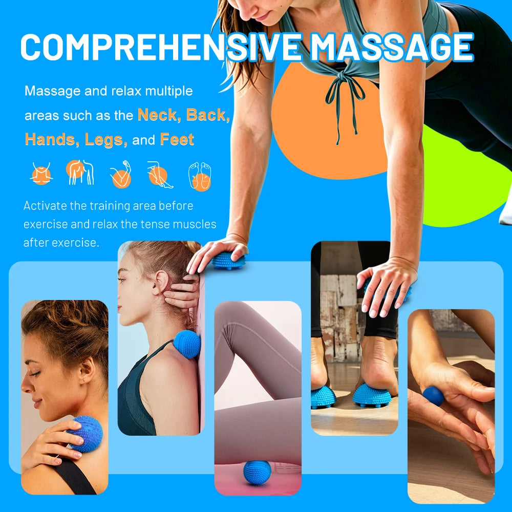 Detachable Foot Neuro Massage Ball with Spikes Pilates Yoga Sports Fitness Muscle Relaxation Massage Ball for Body Hand Therapy