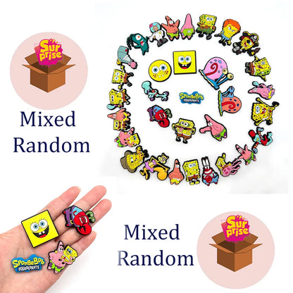 Mixed 20pcs/set Shoe Charms DIY Spongebob Accessories For PVC Decorations Fit to Bubble Slides Sandals Kids X-mas gifts
