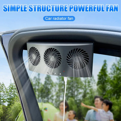 Car Exhaust Fan 3-Head Cooling Fan USB Powered Car Air Purifier Radiator Fan Window Vent Cool Ventilation Interior Accessories