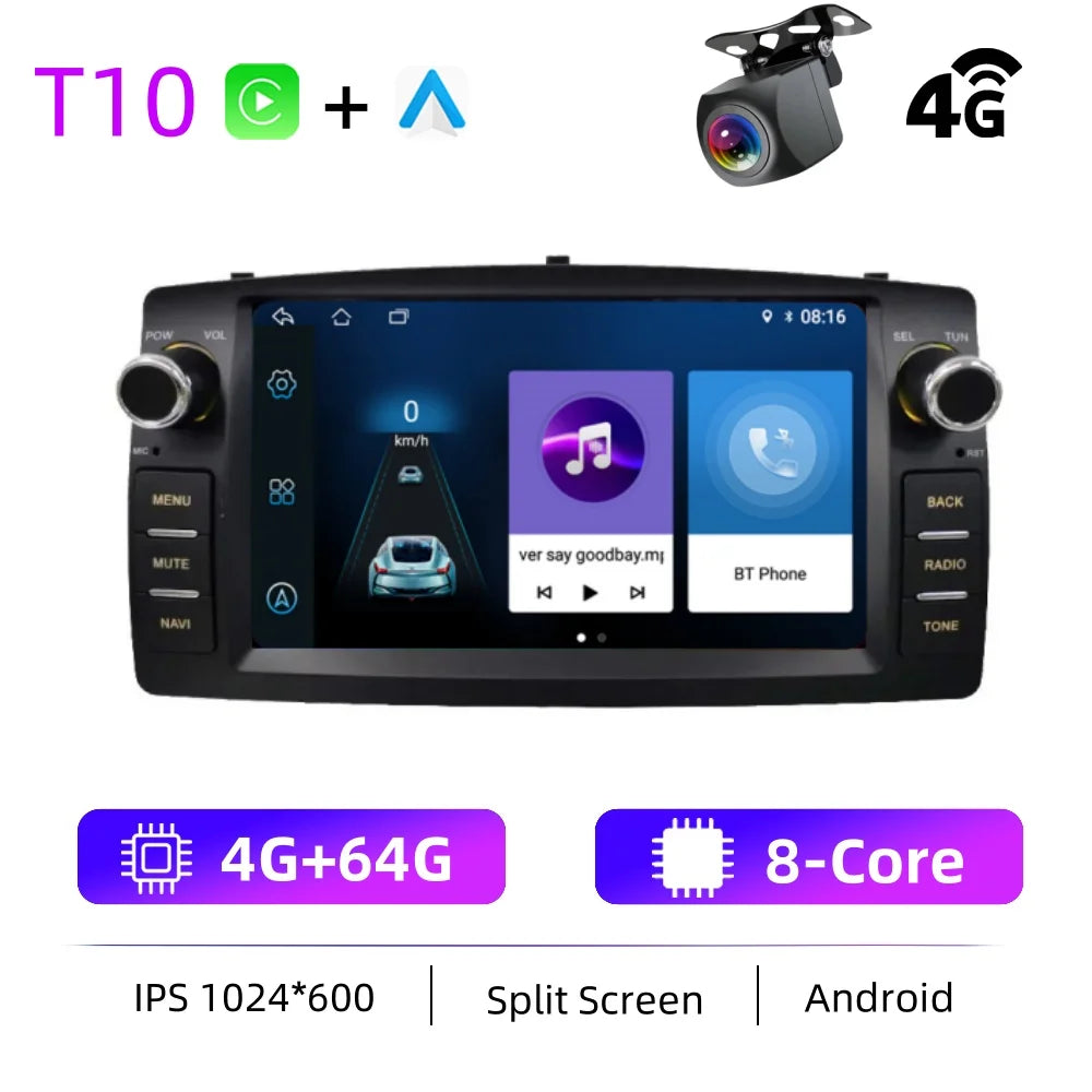Car Radio Android For Toyota Corolla E120 2003-2006 BYD F3 Carplay Multimedia 7'' Player 2Din Autoaudio Head Unit Navigation GPS