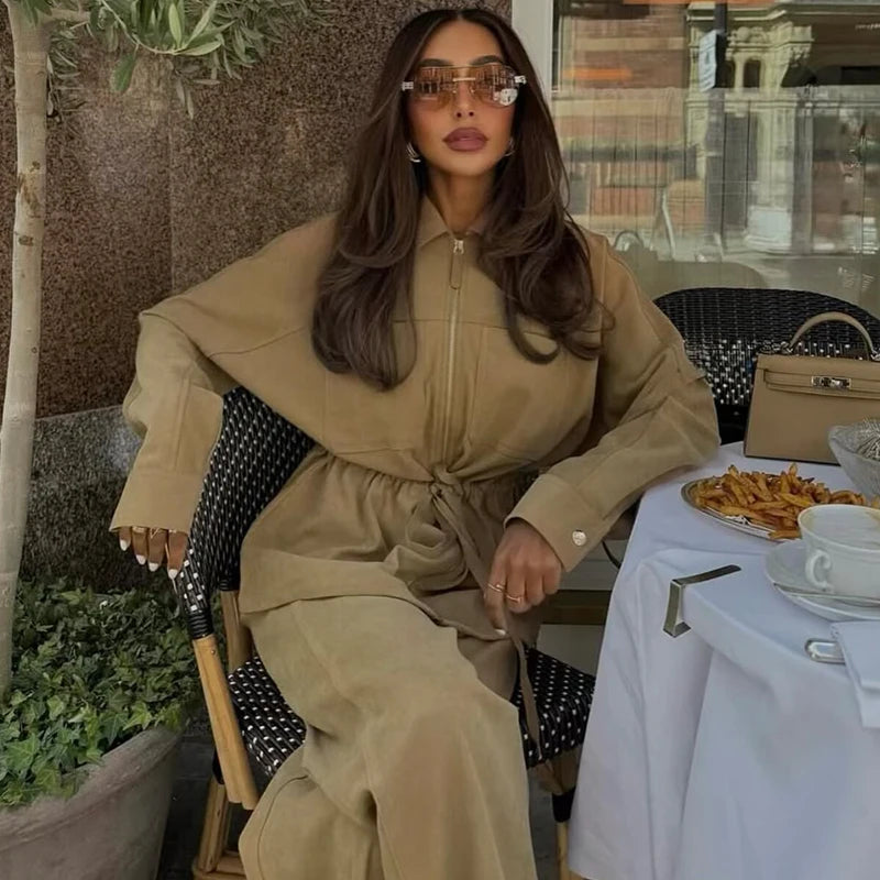 Autumn Pants Sets Women's 2025 New Fashion Loose Elegant Warm Women's Sets Chic Street Travel Holiday Autumn 2-piece Suits