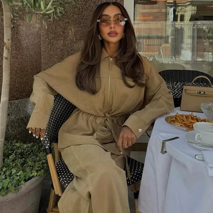 Autumn Pants Sets Women's 2025 New Fashion Loose Elegant Warm Women's Sets Chic Street Travel Holiday Autumn 2-piece Suits